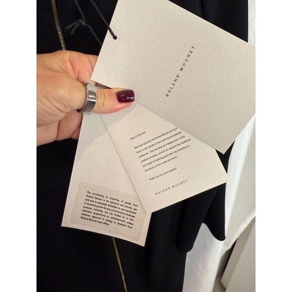 Roland Mouret Black Romolo Cape Sleeve Midi Dress NWT - Size 8 - Picture 11 of 14